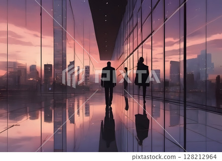 黃昏時分漫步玻璃城 128212964