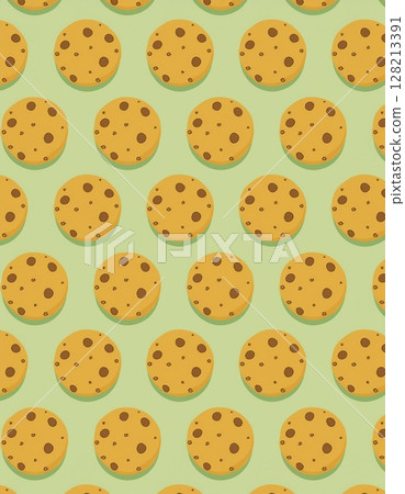 Background of a pattern of chocolate chip cookies 128213391