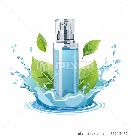 濺起的水花與化妝品水彩風格 濺起的水花與化妝品水彩風格 128213482