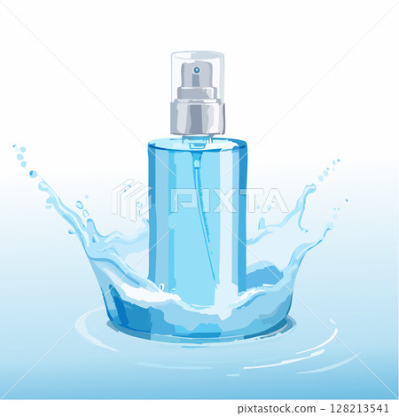 Splashes of water and cosmetics watercolor style 128213541