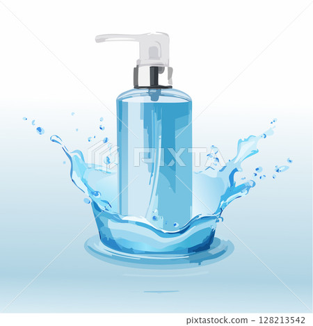 濺起的水花與化妝品水彩風格 濺起的水花與化妝品水彩風格 128213542