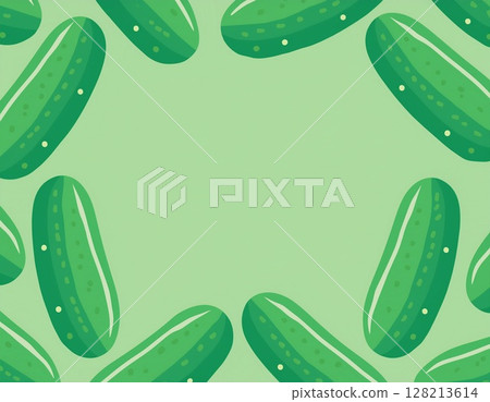 夏季背景,周圍排列著黃瓜 夏季背景,周圍排列著黃瓜 128213614