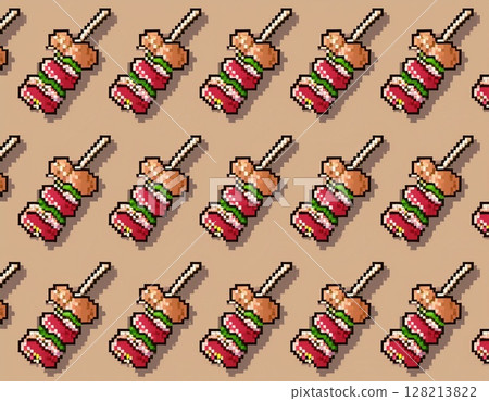 Pixel art style Yakitori pattern background 128213822
