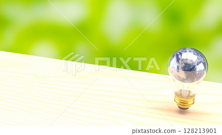 The Earth in Light bulb on black background fo Eco or energy concept 3d Rendering. 128213901