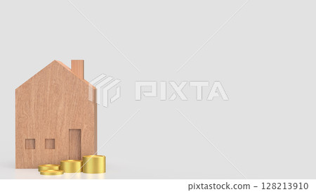 The House and coins for property or real estate concept 3d Rendering. 128213910