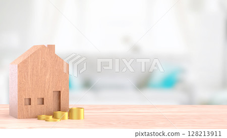 The House and coins for property or real estate concept 3d Rendering. 128213911