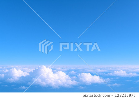 浩瀚蔚藍海與天空的背景素材 128213975