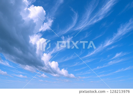 Background material of the vast blue sea and sky 128213976