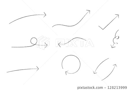 Pencil sketch style hand-drawn arrow icon set Pencil sketch style hand-drawn arrow icon set 128213999