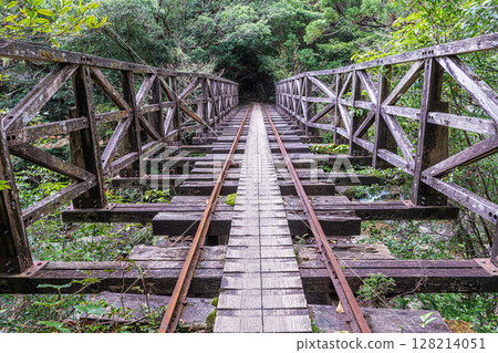 Trolley Bridge, Heritage of Our Ancestors, Yakushima National Park (Autumn) 128214051