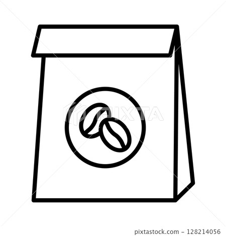 線條畫咖啡豆袋圖標 128214056