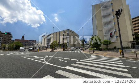 Scenery around Hankyu Senriyama Station in Suita City, Osaka Prefecture 128214206