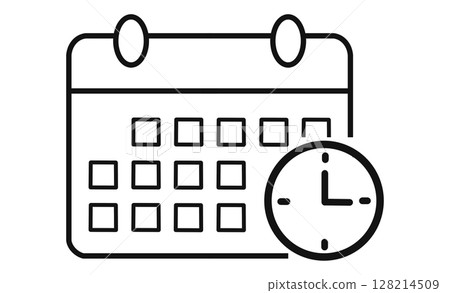 顯示日程管理的日曆和時鐘線圖標 128214509
