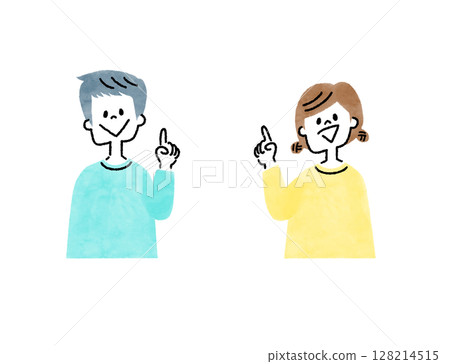 Icon illustration of a boy and girl posing with inspiration 128214515