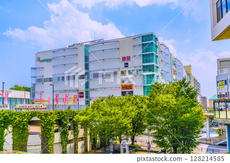 Yokohama cityscape in Japan, overlooking the commercial facility "Northport Mall" in front of Center Kita Station 128214585