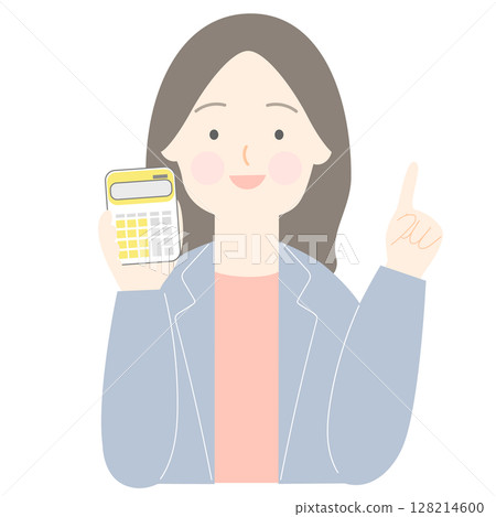 A woman with a calculator 128214600