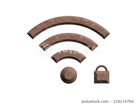 帶有鎖的磚塊圖案 Wi-Fi 標記的插圖 Wi-Fi 圖示 象形圖 128214768