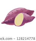 Hand-drawn illustration of sweet potato (transparent background) 128214778