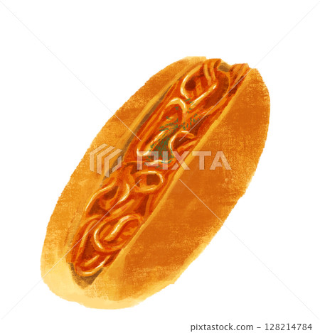 Neapolitan bread painted in watercolor 128214784