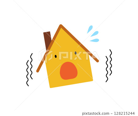 A simple illustration of a house shocked by earthquake shaking A simple illustration of a house shocked by earthquake shaking 128215244