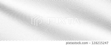 Abstract wave dotted line background. Tech dynamic dash stripe texture. Black warped and curved lines wallpaper for design template, presentation, brochure, leaflet, booklet. Vector halftone backdrop 128215247