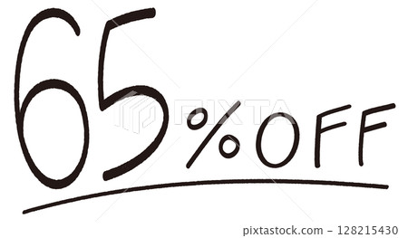 Hand-drawn illustration of 65% OFF text 128215430