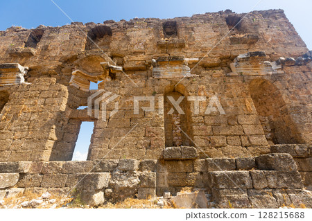 Nymphaeum in Aspendos, two-tiered facade with niches Nymphaeum in Aspendos, two-tiered facade with niches 128215688