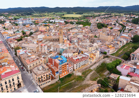Drone view of the residential areas of La Bisbal d'Emporda Drone view of the residential areas of La Bisbal d'Emporda 128215694