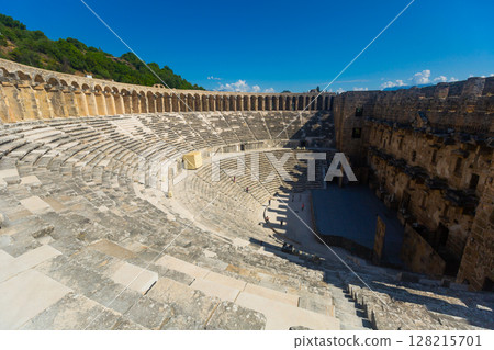 Well-preserved Roman theatre in ancient city of Aspendos, Turkey 128215701