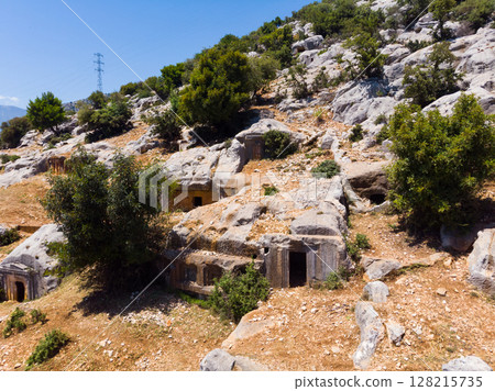Multiple stone tombs in ancient city of Limyra 128215735