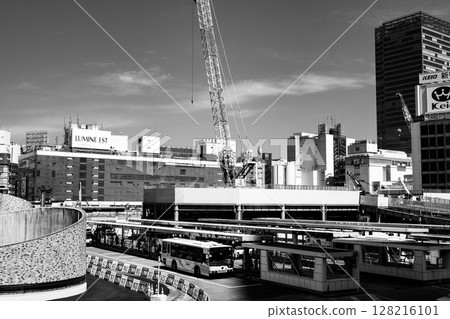 Tokyo cityscape Shinjuku Station West Exit Redevelopment Works 2025.06 g-5 Monochrome Tokyo cityscape Shinjuku Station West Exit Redevelopment Works 2025.06 g-5 Monochrome 128216101