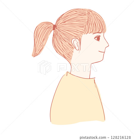 一個綁著馬尾辮的女人的側面 一個綁著馬尾辮的女人的側面 128216128