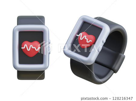 heart rate screen smart watch 3D Icon 128216347