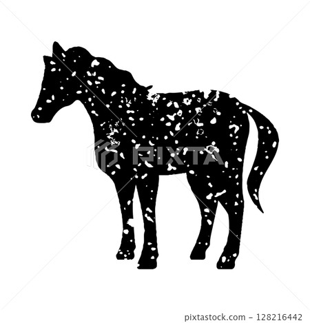 Horse silhouette stamp illustration - black 128216442