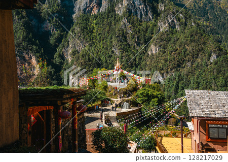 Ancient Tibetan Stupas at Balagezong Scenic Area 128217029