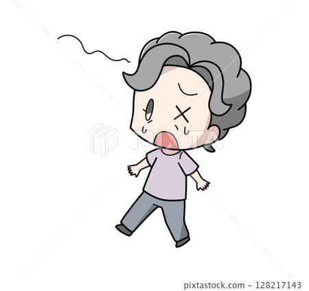 一位老年婦女因頭暈而搖搖晃晃的插圖 128217143