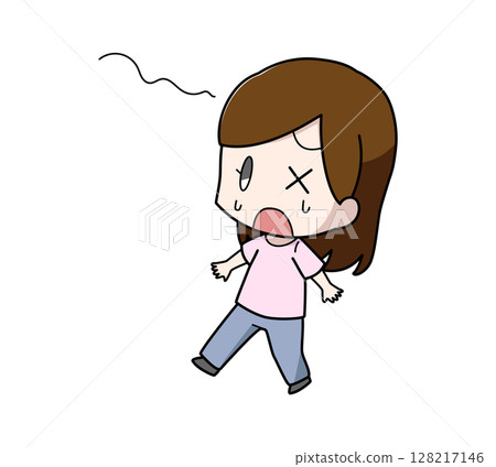 一名婦女因頭暈而搖搖晃晃的插圖 128217146