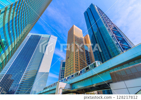 Tokyo cityscape in July, Japan. Overlooking the Shiodome business district, etc. (4th) 128217812