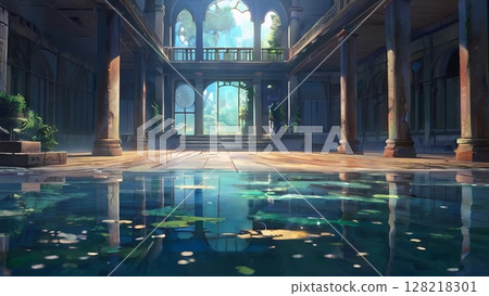 遊戲背景：復甦神殿的奇幻景色，泉水潺潺 128218301