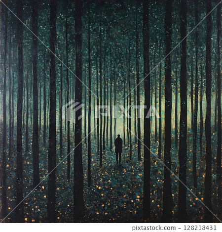黑夜裡的森林背景 黑夜裡的森林背景 128218431