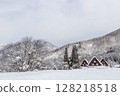 白雪皚皚的冬季 世界遺產 白川村 岐阜縣:一月 白雪皚皚的冬季 世界遺產 白川村 岐阜縣:一月 128218518