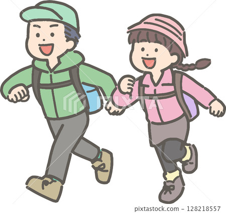 兒童健行和登山的插圖 128218557