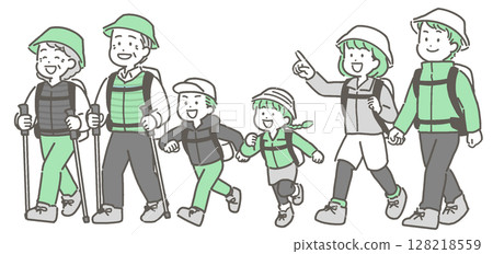 三代家庭健行和登山的插圖 128218559