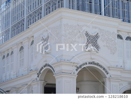 Detailed view of windows, doors and balconies of city buildings  Detailed view of windows, doors and balconies of city buildings  128218610