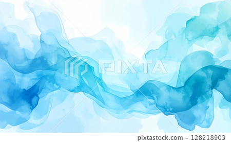 Blue and light blue flowing watercolor-style lines Blue and light blue flowing watercolor-style lines 128218903