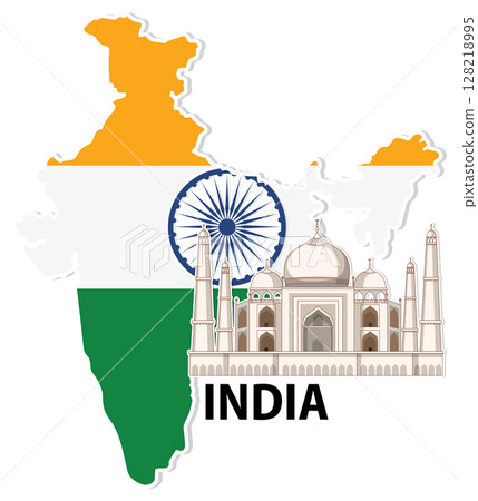 India Map with Iconic Monument Illustration 128218995