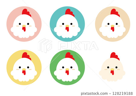 Cute chicken icon set 128219188