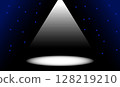 Spotlight Beam on Dark Stage with Blue Sparkling Lights  128219210