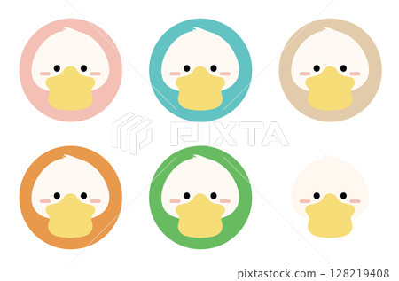 Cute duck icon set 128219408