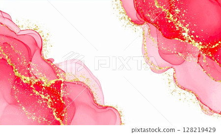 高品質、輕薄酒精墨水藝術、紅色、邊距、16:9 尺寸、AI 生成素材 128219429